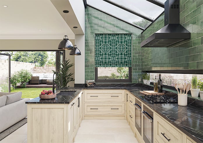 Bamboo Brights, Dark Green - Motorised Roman Blind - Image 8